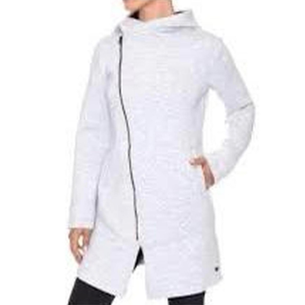 Betsey Johnson Performance jacket hoodie with asymmetrical zipper in white